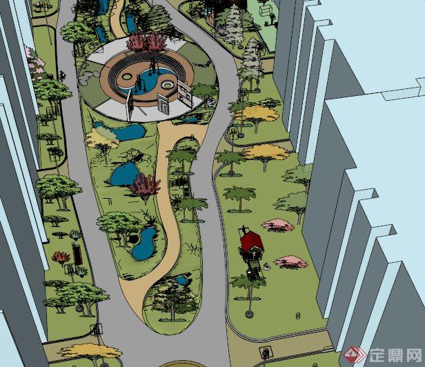 小区住宅景观设计规划SU模型(4)
