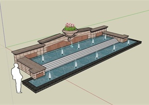 某欧式入口水池景观SU(草图大师)模型