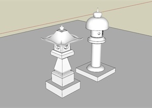 两个古典中式风格景观灯设计SU(草图大师)模型