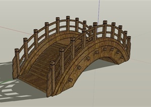 某古典中式拱形园桥设计SU(草图大师)模型