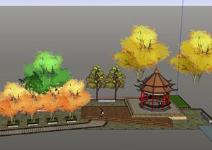 某简约中式公园景观SU(草图大师)模型