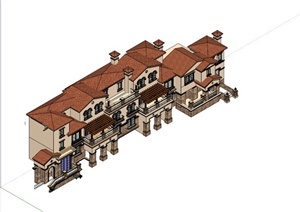 某大型欧式别墅建筑设计SU(草图大师)模型素材