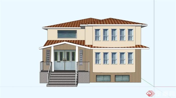 某简约欧式三层别墅建筑设计SU模型(3)
