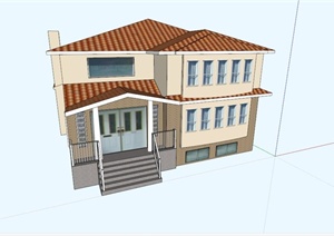 某简约欧式三层别墅建筑设计SU(草图大师)模型