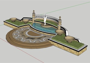 欧式水池景观设计SU(草图大师)模型