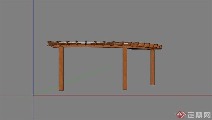 现代弧形单柱廊架设计SU模型(3)