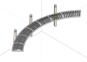 某弧形单柱铁质廊架SU(草图大师)模型