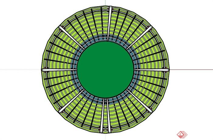 某圆环形镂空廊架设计SU模型(2)
