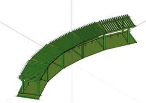 某绿化防腐木弧形廊架SU(草图大师)模型
