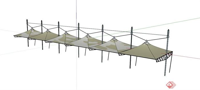 张拉膜拼接廊架设计SU模型(1)