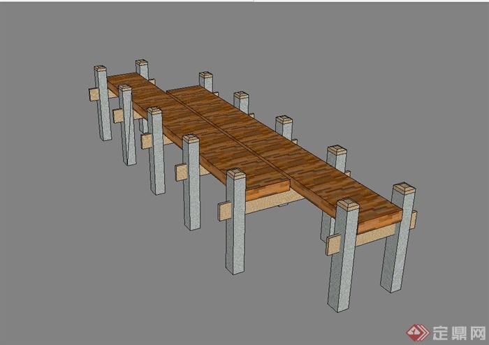 某现代风格廊架桥设计su模型(1)