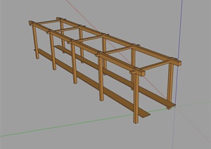 某现代风格木质长廊架设计SU(草图大师)模型