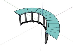 某现代休闲区廊架设计SU(草图大师)模型