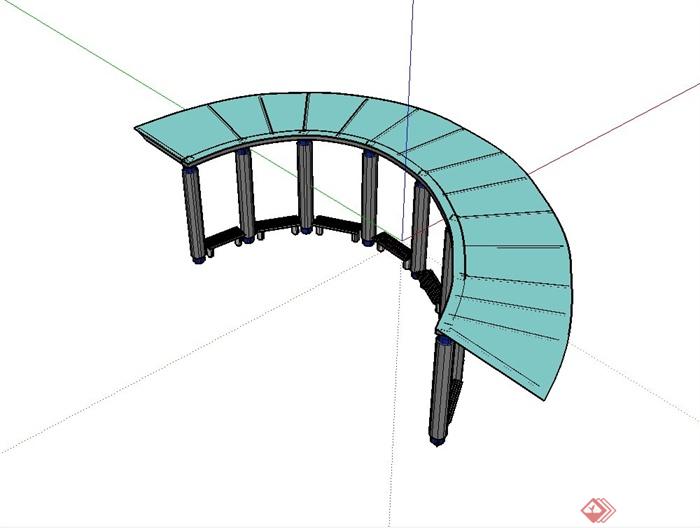 某现代休闲区廊架设计su模型(2)