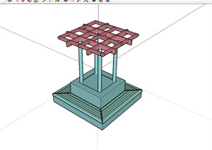 某现代风格休闲区廊架设计SU(草图大师)模型