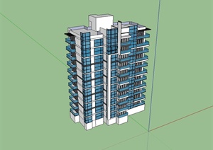 某现代风格住宅小区建筑楼设计SU(草图大师)模型