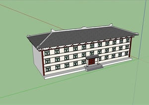 新中式风格学校公寓设计SU(草图大师)模型