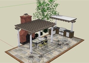某休闲庭院景观设计规划SU(草图大师)模型素材