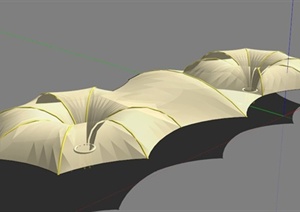 现代伞状张拉膜凉亭设计SU(草图大师)模型