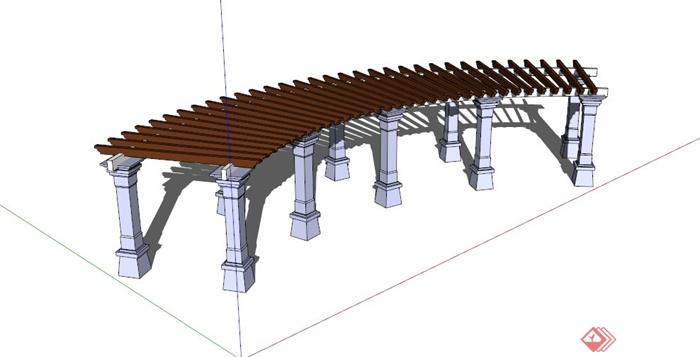 欧式石材木材拼接廊架SU模型(1)