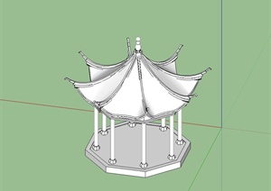 某庭院古典中式八角凉亭设计SU(草图大师)模型
