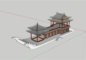 某古亭子文化建筑设计SU(草图大师)模型