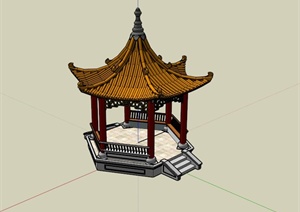 某古典中式宫廷六角亭SU(草图大师)模型
