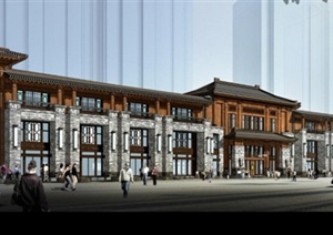 中式商业建筑设计SU(草图大师)模型