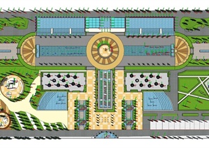 现代喷泉水景公园景观设计SU(草图大师)模型