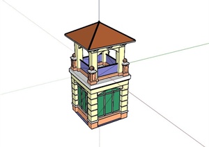 某欧式两层凉亭设计SU(草图大师)模型