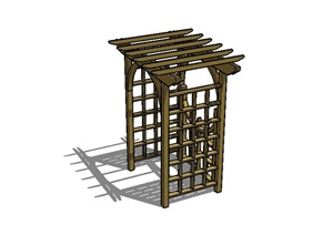 现代风格木质廊架设计SU(草图大师)模型