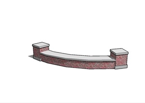 某现代风格砖砌矮墙坐凳设计SU(草图大师)模型