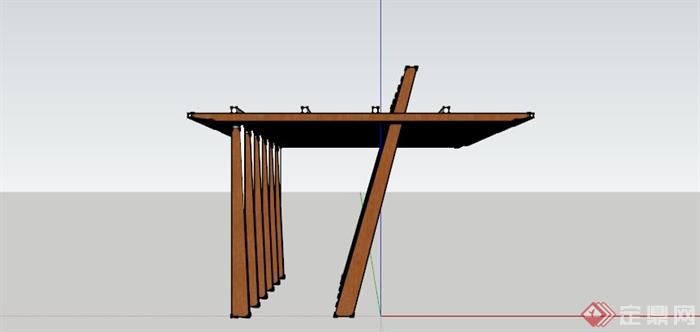现代木创意廊架SU模型(3)