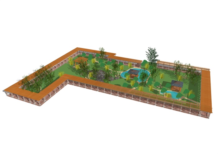 某现代小公园景观设计su模型