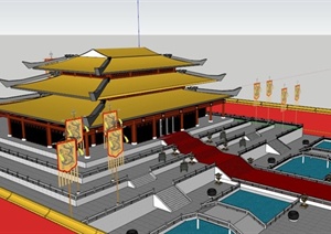 古典中式皇宫宫殿建筑SU(草图大师)模型