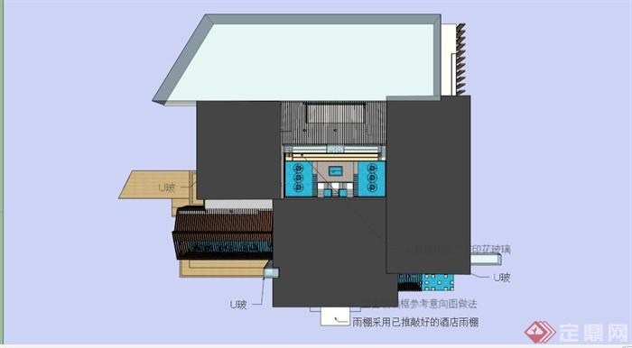 现代温泉酒店中心建筑SU模型(4)