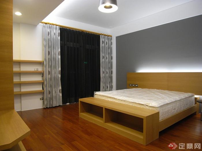卧室,床,床头柜,木地板