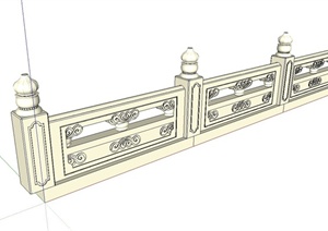 古典中式风格护城河栏杆设计SU(草图大师)模型