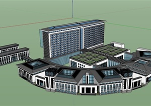 现代大型全套医院建筑SU(草图大师)模型