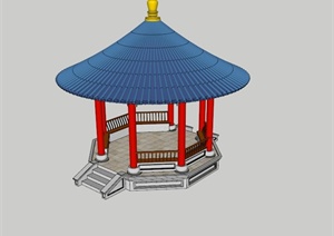 现代中式亭子景观设计SU(草图大师)模型