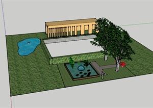 现代荷花池景观设计SU(草图大师)模型