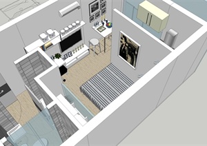 单身公寓套型室内装饰设计SU(草图大师)模型