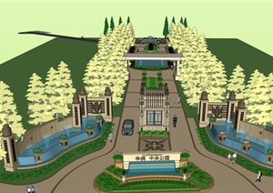 某欧式小型公园设计SU(草图大师)模型