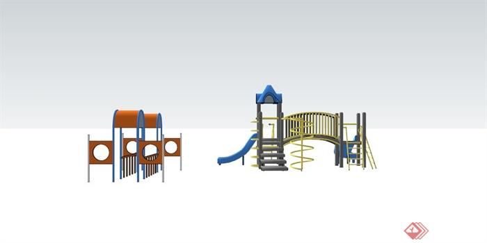 某现代儿童游乐设施组合SU模型素材(4)