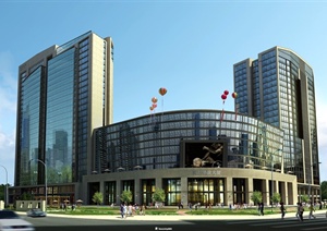 现代综合楼办公楼建筑设计SU(草图大师)模型