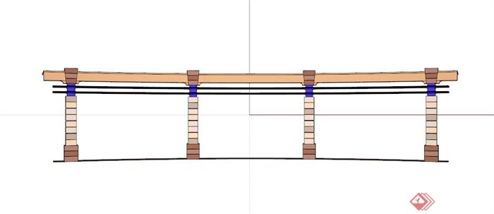 欧式弧形单臂廊架SU模型(3)