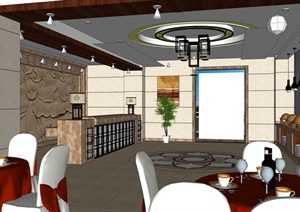 现代室内餐厅设计SU(草图大师)模型