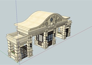 欧式小区门楼入口设计SU(草图大师)模型