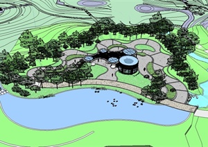 现代风格滨水公园景观详细设计SU(草图大师)模型