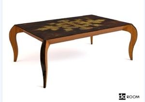 某欧式风格木质桌子设计3d模型